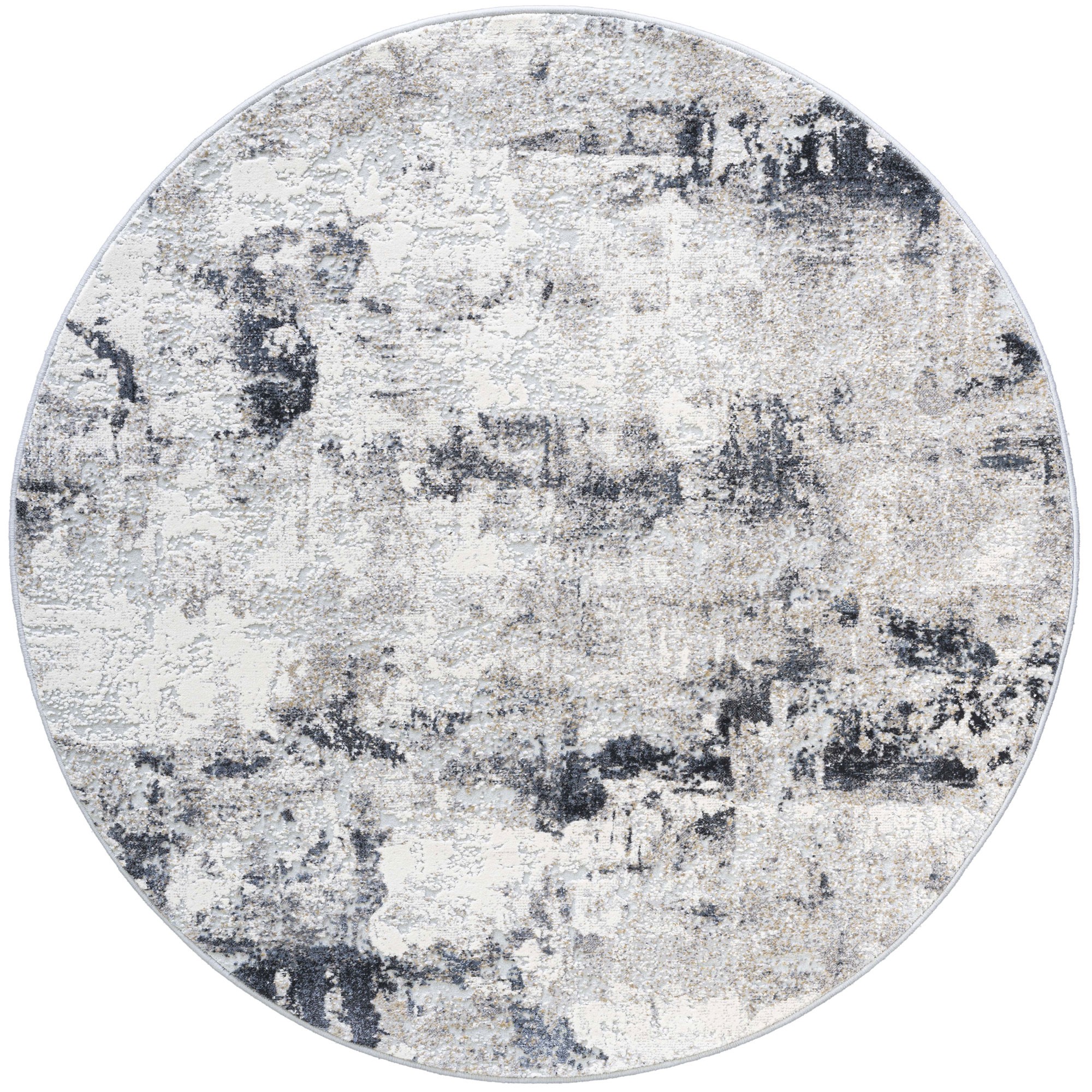 Canyon Abstract Modern Textured Circle Rug 52078 6626 In Grey